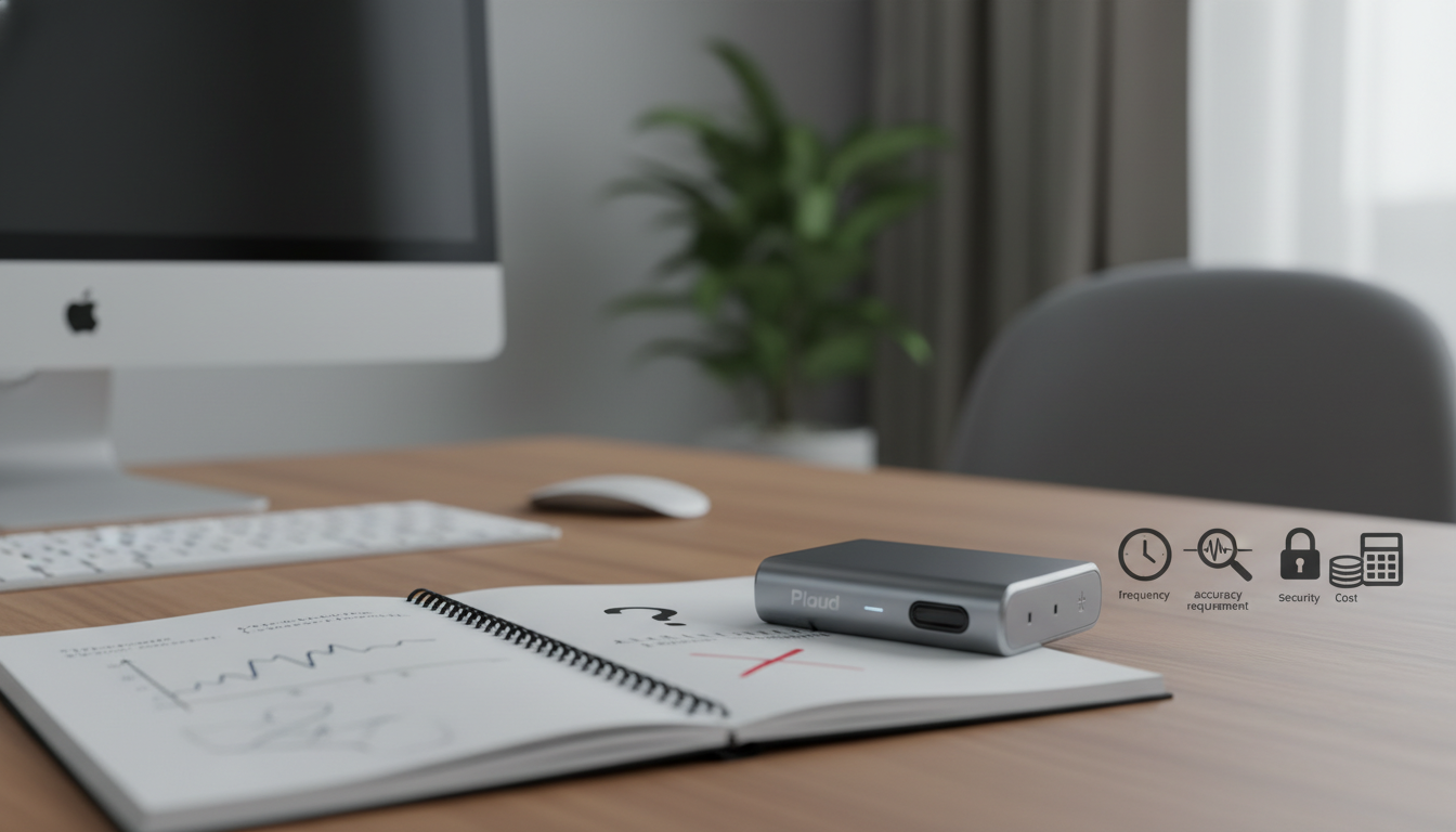 向き不向きを決める判断軸は「頻度・精度要求・セキュリティ・コスト」です