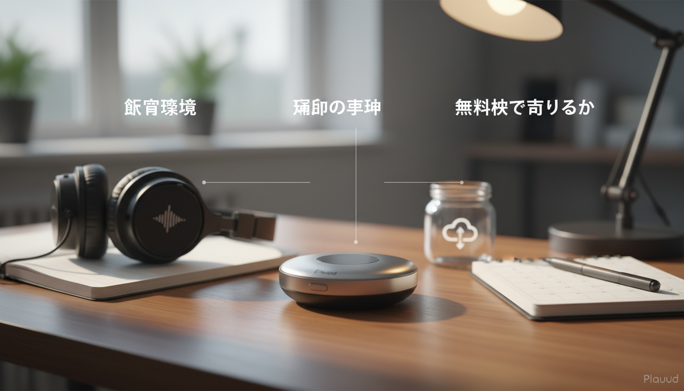 購入判断に効くポイントは「録音環境」「運用の手間」「無料枠で足りるか」です
